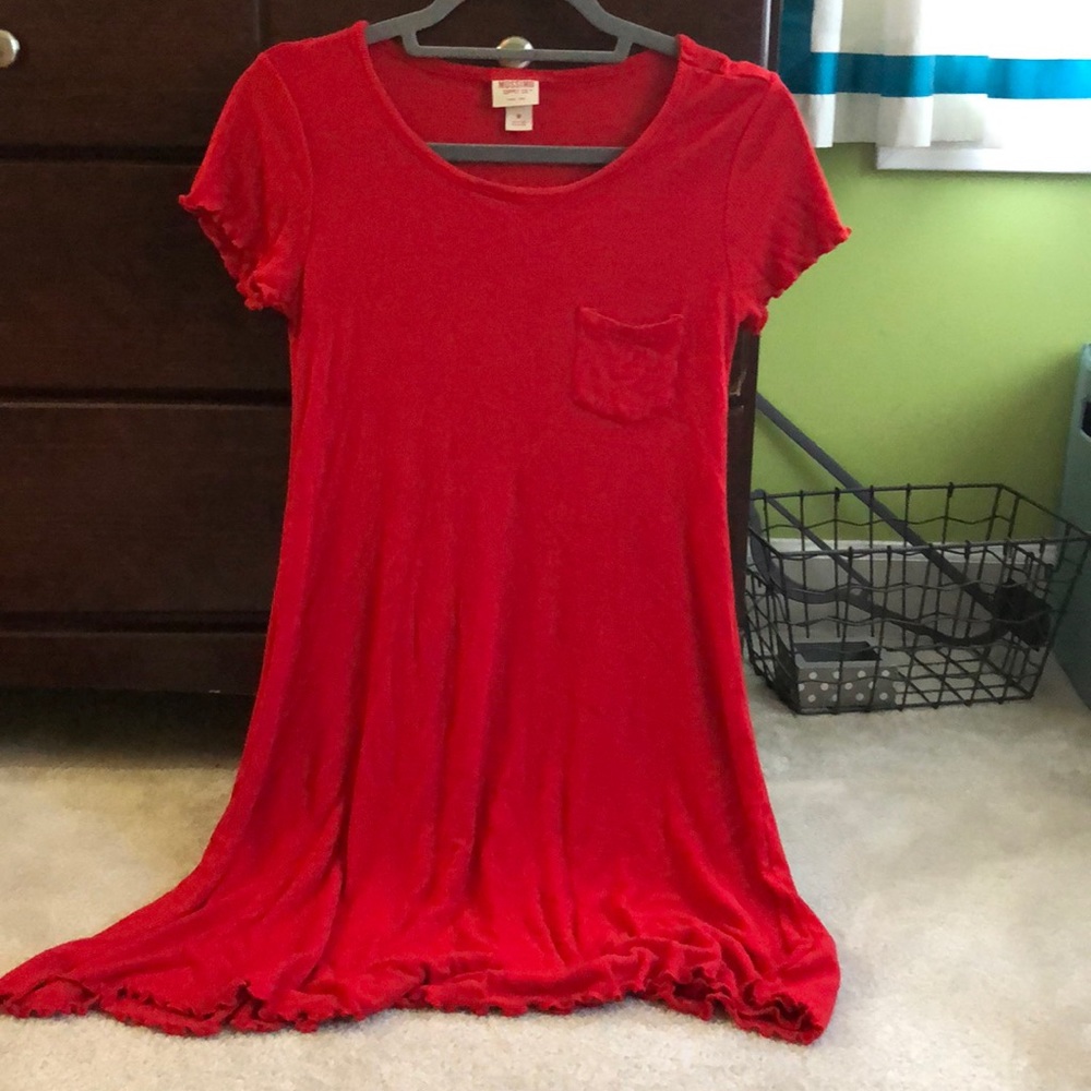 Bright red scalloped dress